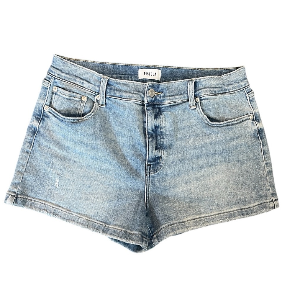 pistola Light Blue High Waist Denim Shorts